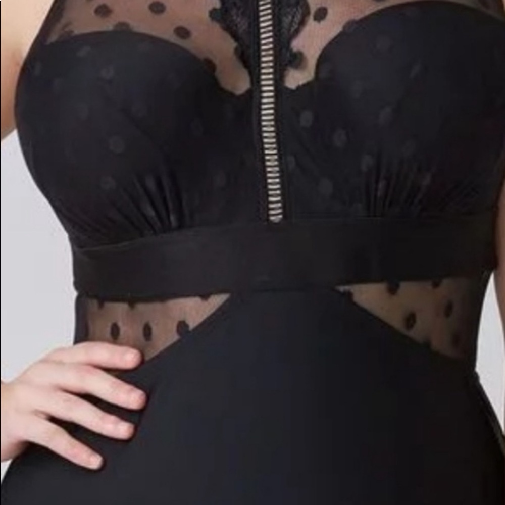 Cacique dot mesh swim one piece built in bandeau